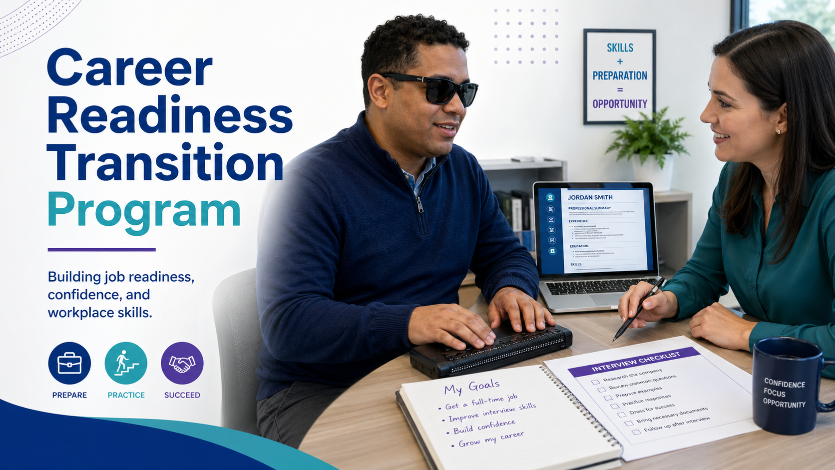 image of a gentleman discussing his career goals with the instructor